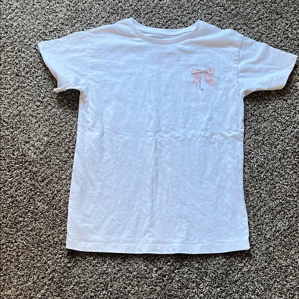 White Kids Shirt with Pink Bow